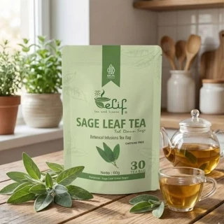 ELIF TEA AND TISANE Sage Tea : Pure Organic Sage Leaf Tea 30 Tea Bag